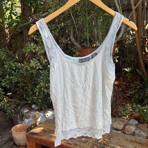 Lace Trim Silver Tank Top